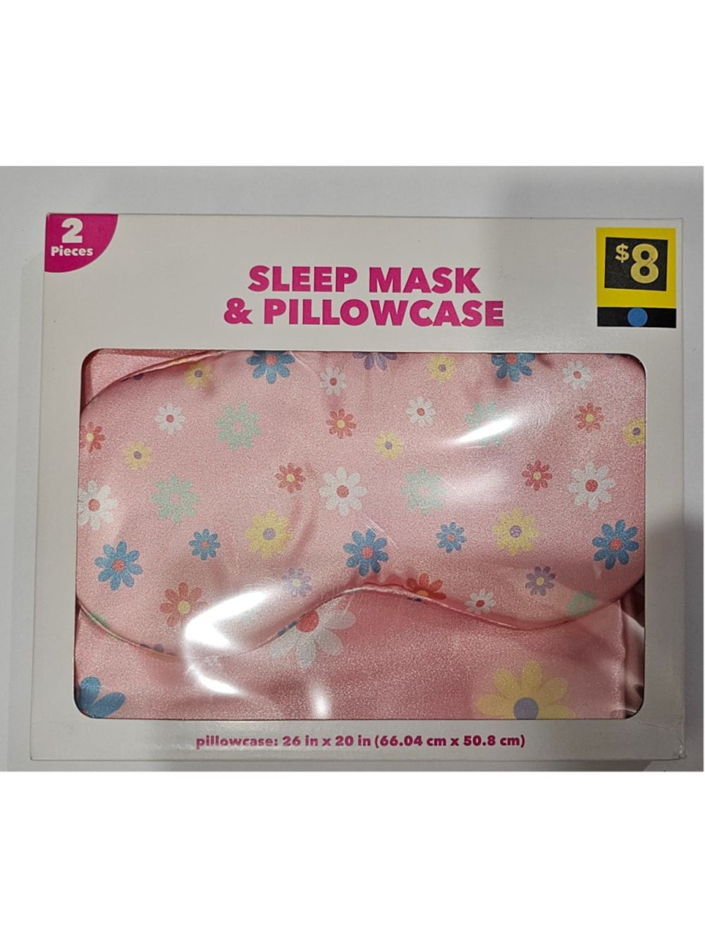 Unbranded Sleep Mask & Pillowcase Set Floral Pink